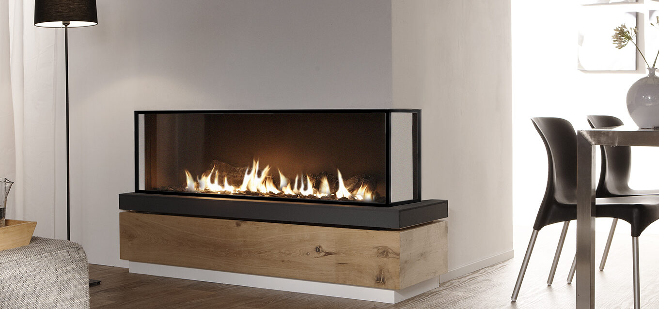 2-sided contemporary gas fireplace