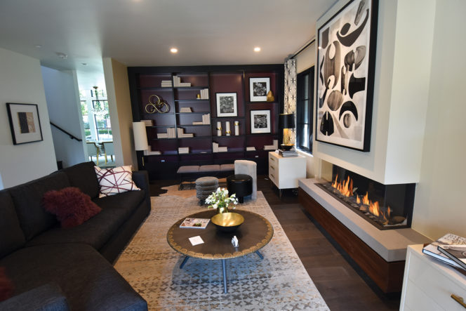 modern gas fireplace in a denver showhome