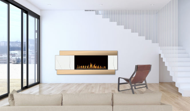 designer surrounds for linear gas fireplace