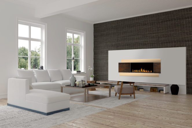 designer surrounds for linear gas fireplace