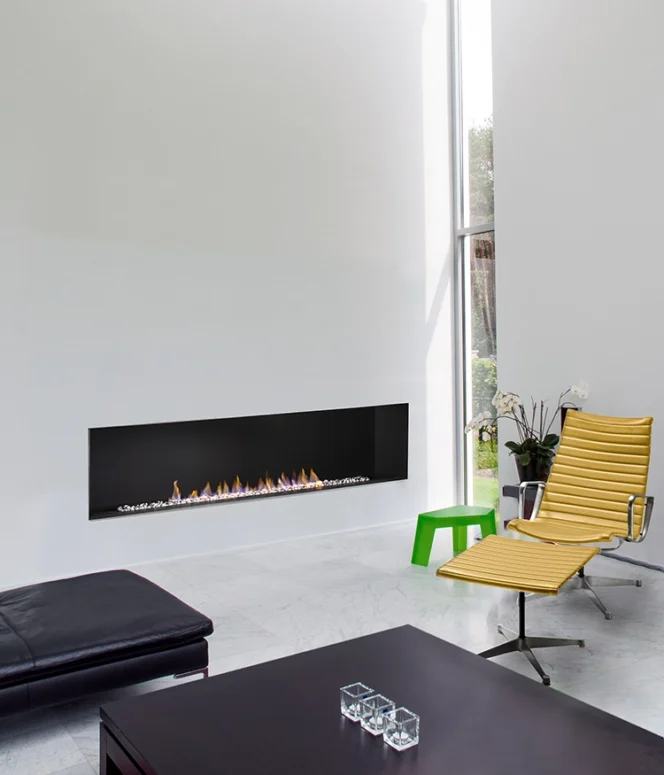 H Series Single-Sided Ventless Gas Fireplace by European Home with Satin Black Interior
