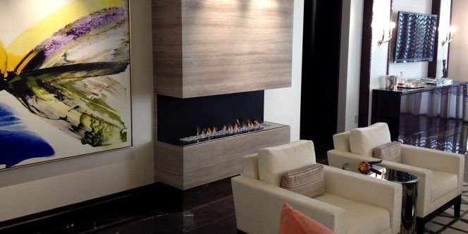 linear fireplace, 3 sided fireplace, modern gas fireplace