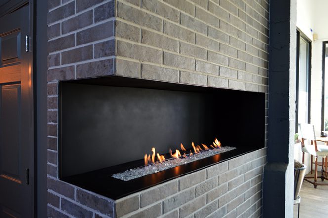 Linear fireplace. Corner fireplace. ventless gas fireplace.