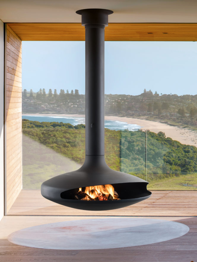 Gyrofocus floating suspended fireplace by Focus Fires