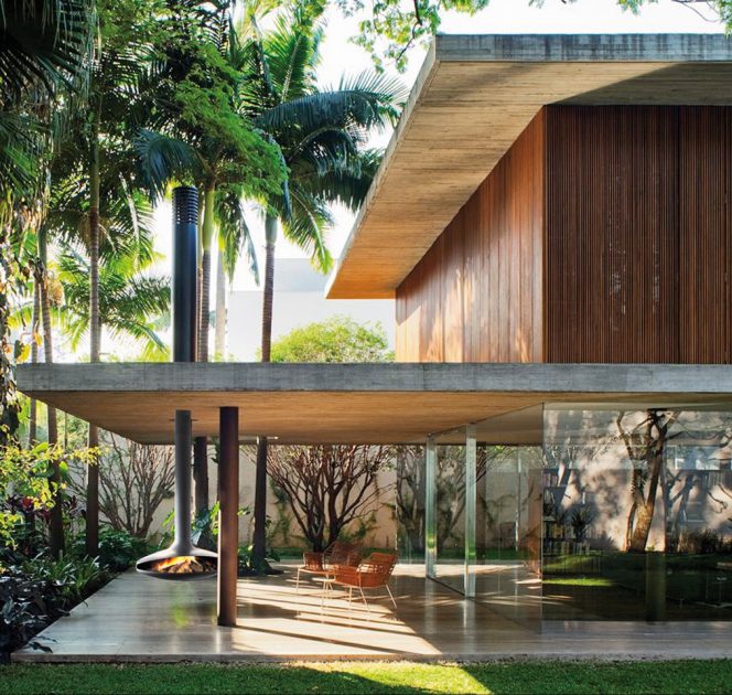 Outdoor Suspended Fireplace with Modern Styling
