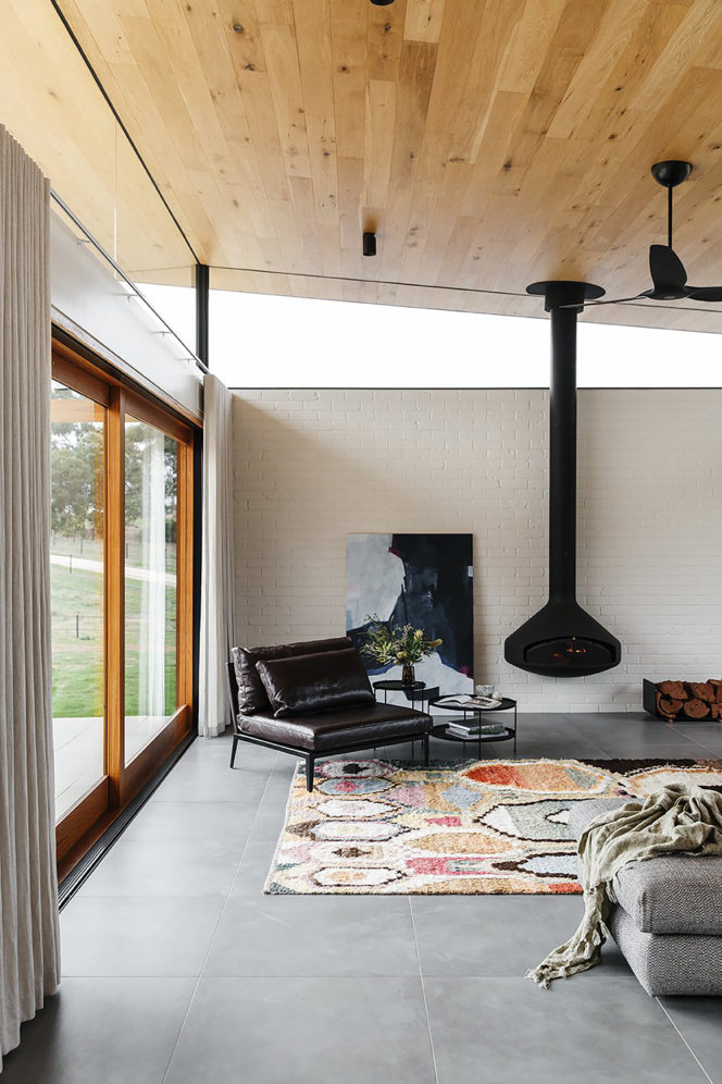 Paxfocus by Focus Fires wall-mounted woodburning fireplace in Australian home