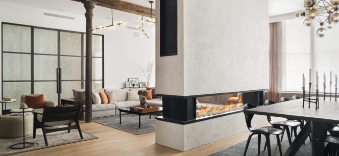8' Wide Modern See-Through Fireplace