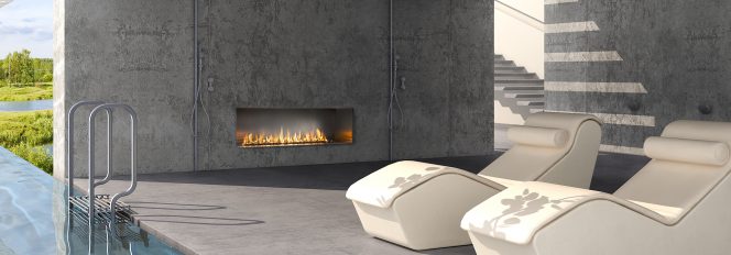 Outdoor Gas Fireplace with Stainless steel interior