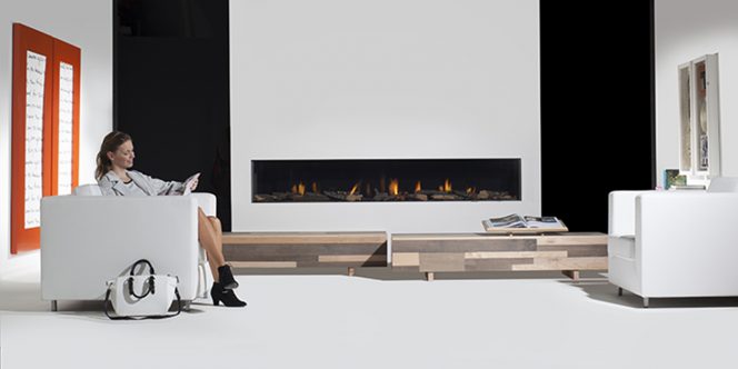 linear fireplace sing-sided fireplace contemporary design direct vent fireplace long fireplace