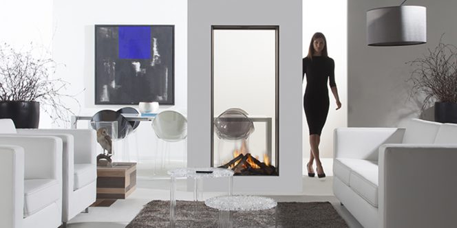 see-through vertical fireplace contemporary fireplace modern design modern fireplace 2-sided fireplace
