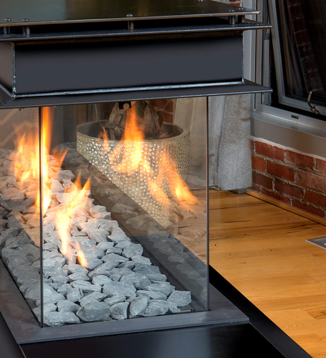 modern fireplace, see-through fireplace, modern design, industrial design, contemporary design, fireplace, fire media