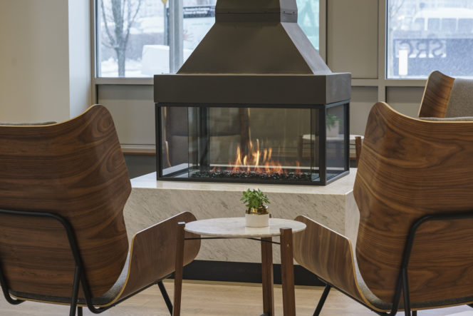 4 sided gas fireplace, modern gas fireplace, see through fireplace