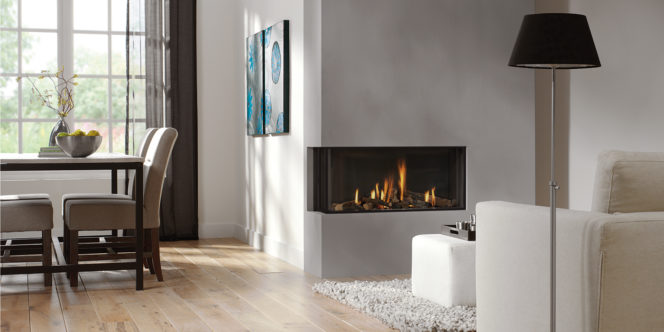 Corner Style Modern Gas Fireplace with Safety Screen