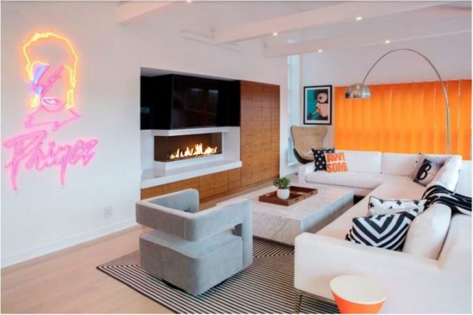 modern gas fireplace in coco rochas home