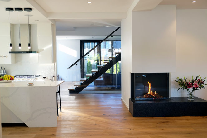 modern interior featuring gas fireplace