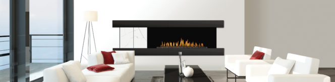 Vent free gas fireplace with custom designer surround