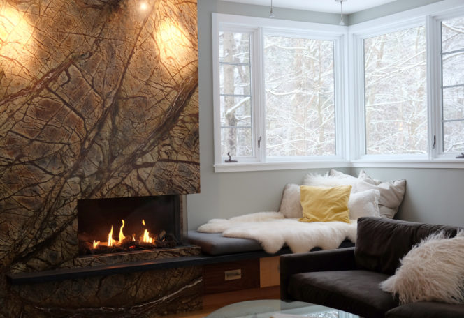 bidore 95 corner fireplace in weston massachusetts home.