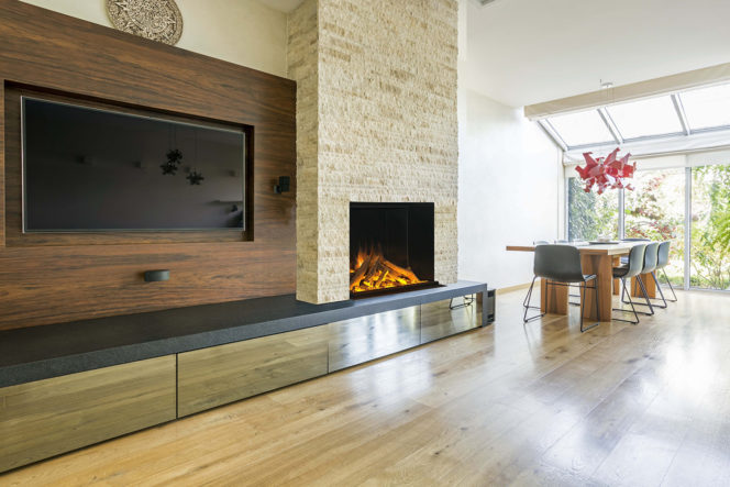 E32 H single-sided linear: Electric Fireplace by European Home