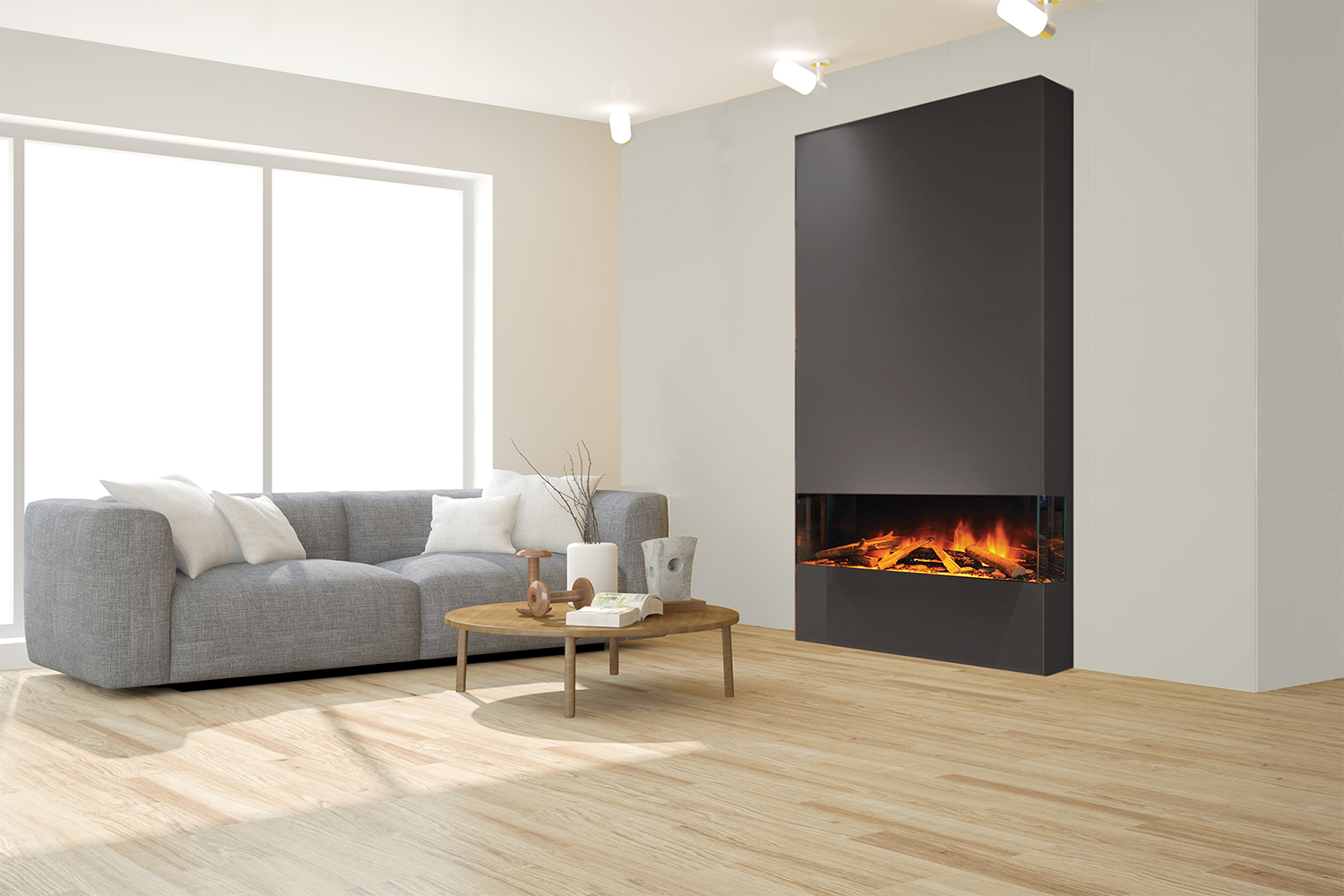 E40 3-Sided modern linear: Electric Fireplace by European Home