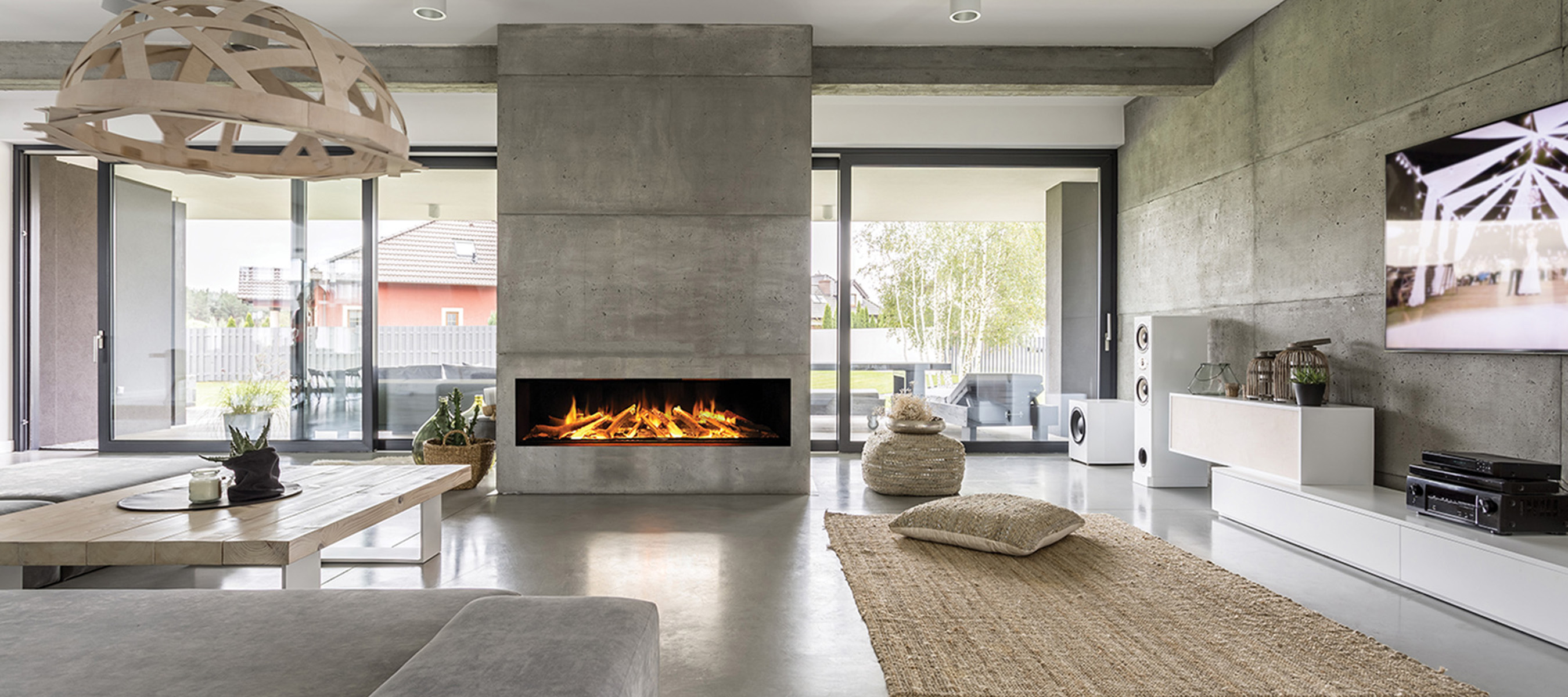 E72 single-sided: Electric Fireplace by Evonic