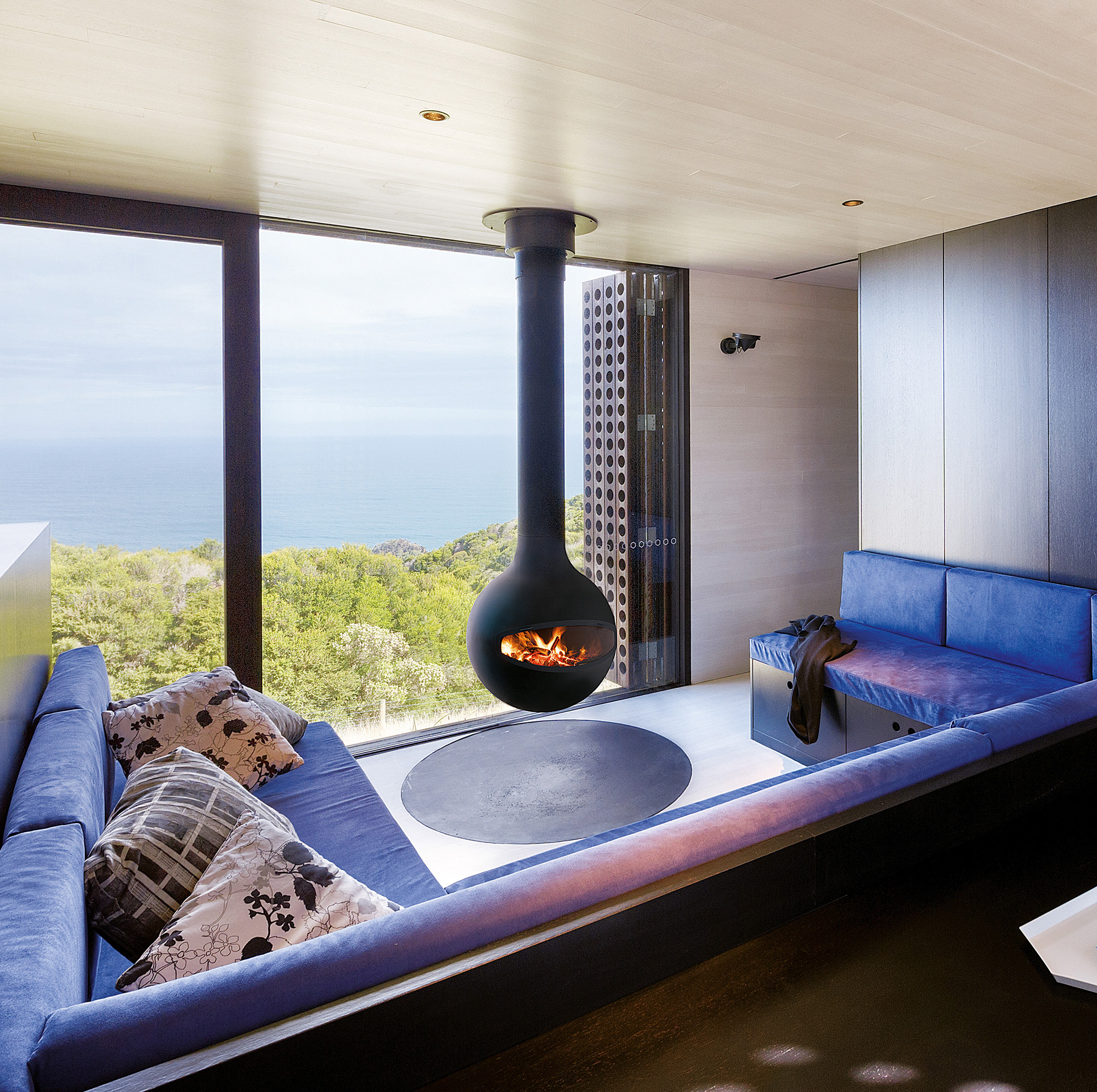 suspended rotating fireplace by Focus Fires