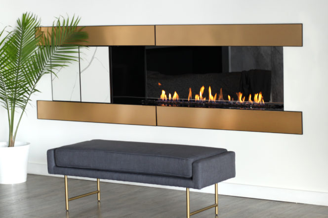 H Series Vent Free fireplace with marble and gold fireplace surround