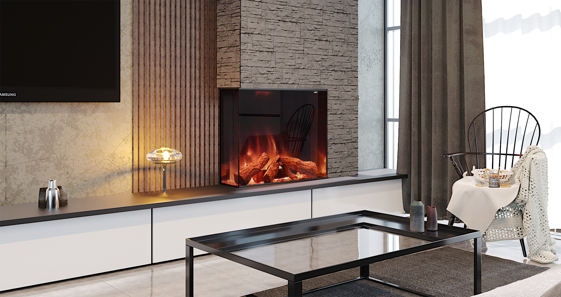 Tyrell Corner Style Electric Fireplace European Home