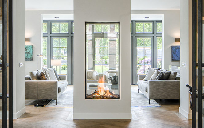Sky L T Vertical See-Through Direct Vent Fireplace by Element4