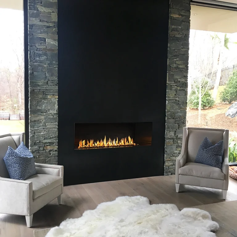 H Series Single-Sided Ventless Gas Fireplace with Black Reflectiv Interior