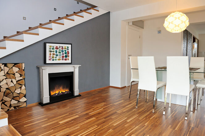 Modern Europa Suite Fireplace in a luzury living room