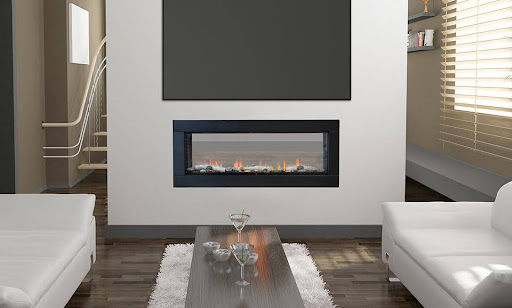 see-through electric fireplace by Sustainable Hearth