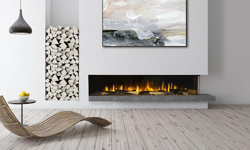 Signal 80 corner electric fireplace by Sustainable Hearth.