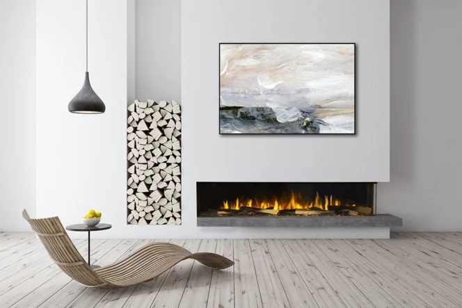 The Signal 80 electric fireplace creates a clean look to this modern room.