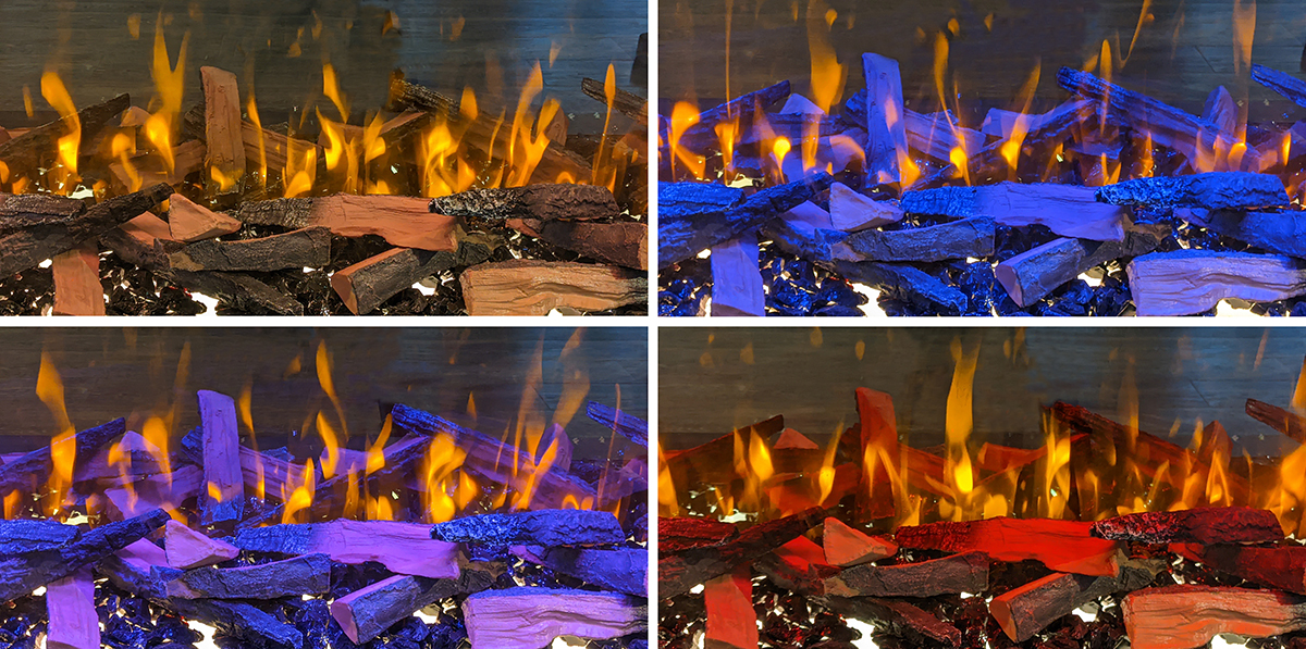 Flame color options for Sustainable Hearth electric fireplaces
